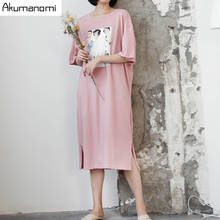 Vestido de verano de algodón con dos aberturas, talla grande 7xl, 6xl, 5xl, xxl, negro, rosa, blanco 2024 - compra barato
