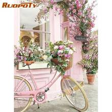 RUOPOTY Painting By Numbers Kits For Adults Pink Bike Under Window Landscape Oil Paints Acrylic Drawing Color Canvas Home Decor 2024 - buy cheap