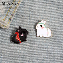 The Untamed enamel pin Black White Rabbit Brooch Bag Clothes Lapel Pin Button Badge Cartoon Animal Jewelry Gift for best friends 2024 - buy cheap