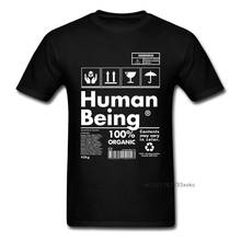 2018 Funny T-shirt Human Label T Shirt For Men Human Being Tops Tees Cotton White Letter Tshirt Black Fashion Clothes Custom 2024 - buy cheap