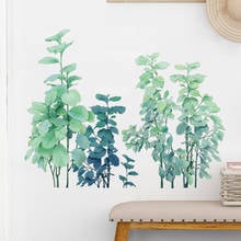 Pegatina de pared de hoja verde menta de estilo nórdico para sala de estar, decoración de fondo de dormitorio, murales DIY decorativos para el hogar, carteles de papel tapiz 2024 - compra barato