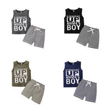 0-3Years Summer Causal Kids Boys Clothes Sets Summer Letter Printed Sleeveless Vest Tops Striped Shorts 2Pcs Boy Clothing Sets 2024 - buy cheap