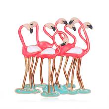 Fashion Design Flamingo Pink Enamel Bird Brooches Women Men's Alloy Animal Brooch Pins Banquet Broche Gift Scarf Buckle AL615 2024 - buy cheap