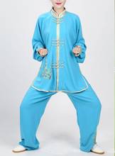 Trajes de Tai chi taiji de calidad superior azul unisex bordado artes marciales wushu uniformes kung fu 2024 - compra barato