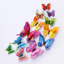 12Pcs Mixed color Double layer Butterfly 3D Wall Sticker for wedding decoration Magnet Butterflies Fridge stickers Home decor 2024 - buy cheap