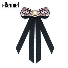 i-Remiel Korean Fashion Bow Knot Houndstooth Bow Tie Brooch Pin Flower Crystal Pearl Brooches Shirt Collar Clothing Accessories 2024 - buy cheap