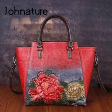 Johnature Handmade Embossing Luxury Handbags Women Bags Designer 2021 New Large Capacity Vintage Lady Shoulder&crossbody Bags 2024 - buy cheap