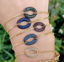 5Pcs 2021 Micro Inlay Cute Mouth Oval Shape Rainbow Zircon Link Chain Adjustable Bracelet 2024 - buy cheap