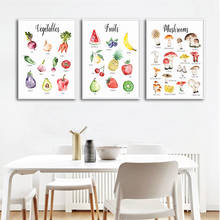 Póster de fruta, verdura, seta, comida de cocina, impresión en lienzo, pintura de pared de aprendizaje, imagen artística para guardería, decoración del hogar 2024 - compra barato