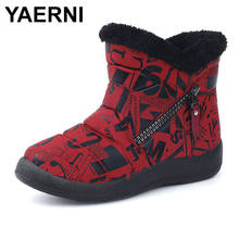 YAERNI-Botas de nieve para mujer, zapatos planos cálidos, impermeables, con cremallera, de piel, de talla grande 43, Invierno 2024 - compra barato