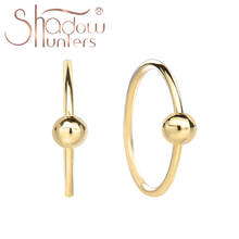 SHADOWHUNTERS-pendientes de aro de Plata de Ley 925 auténtica para mujer, Huggies simples de color dorado, aros de bola para Piercing, joyería delicada S925 2024 - compra barato