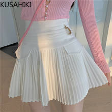 Kusahiki mulher saias coreano cintura alta plissado a linha mini saia causal 2021 verão nova moda faldas mujer moda 6g784 2024 - compre barato