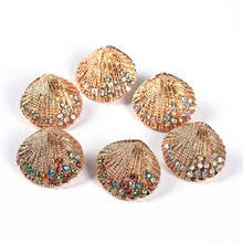 Gold Color Sea Shell Geometric Earrings Women Statement Brand ZA Earrings Jewelry 2019 Inlay AB Rhinestone Dangle Earrings 2024 - buy cheap