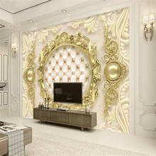Milofi-papel tapiz de impresión 3D, tamaño personalizado, mural europeo de lujo dorado, diseño europeo, paquete suave, papel de pared de fondo de TV 2024 - compra barato