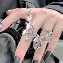 Es Fashion-anillo Retro Punk para hombre y mujer, sortija plateada, cadena de dedo, joyería de boda, regalo, Unisex, 2021 2024 - compra barato