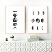 Black And White Moon Canvas Painting Nordic Wall Art Picture , Moon Phases Canvas Print And Poster Scandinavian Art Wall Decor 2024 - buy cheap