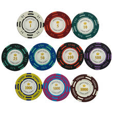 25 шт./лот Техасские глиняные покерные чипсы Бакара высококлассный набор 14 г цветная Корона Монте-Карло даллерс набор покерных чипов для казино 2024 - купить недорого