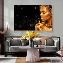 Fashion Pearl Jewelry Gold Woman  Canvas Painting Posters and Prints Scandinavian Wall Art Picture for Living Room Home Decor 2024 - buy cheap