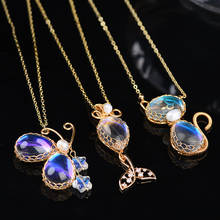 New Fashion Opal Moonstone Butterfly Cat Fish Pendant Necklace For Women Men Wire Wrap Gem Charm Necklaces Jewelry Gift 2024 - buy cheap