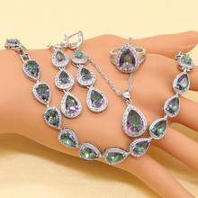 XUTAAYI-Conjuntos de joyería de plata de alta calidad, collar de circonia cúbica Multicolor, colgante, anillos, pendientes, pulsera para mujer 2024 - compra barato