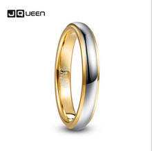 T224r 4mm largura abobadada polido passo ouro cor chapeamento de tungstênio aço anel de casamento anel de carboneto de tungstênio masculino 2024 - compre barato
