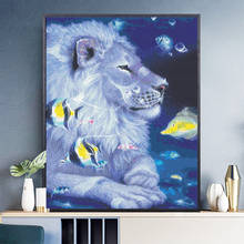 DIY Diamond Embroidery Lion and fish Full Square/round Diamond Painting Cross Stitch Kit  Mosaic Home Decor 2024 - buy cheap