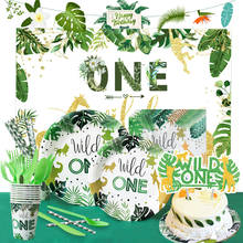 Wild One Birthday Party Balloons Jungle Safari Party Forest Decoration Kids First 1st Birthday disposable tableware supplies 2024 - buy cheap
