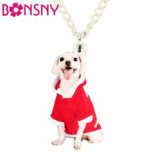 Bonsny Acrylic Christmas Sweet Costume Labrador Dog Necklace Chain Festival Decoration Pets Jewelry Girl Kid Lady New Charm Gift 2024 - buy cheap