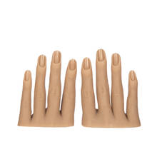 Manequim de mão para unhas acrílicas, com dedos flexíveis de silicone, para manicure 2024 - compre barato