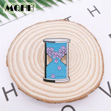 Creative Fun Time Hourglass Flowers Blue Enamel Brooch Geometric Alloy Badge Bag Denim Shirt Pin Fashion Jewelry Gift For Friend 2024 - buy cheap