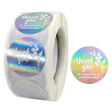500 Pcs/roll Round Thank You for Supporting My Small Business Stickers Colorful Floral Silver Diy Handmade Seal Labels Stickers 2024 - buy cheap