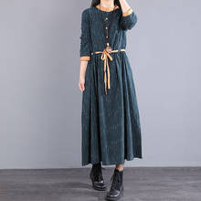 Women Cotton Linen Casual Dress New 2021 Spring Arts Style Vintage Colorful Striped Loose Ladies A-line Long Dresses S3628 2024 - buy cheap