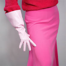 Luvas compridas de couro sintético 38cm mangas largas mangas puff couro sintético rosa unissex dxpu06 2024 - compre barato