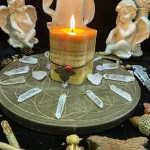 Flor de la vida, disco de energía de cristal, roble tallado, adornos de Altar de astrolabio, tablero de péndulo, accesorios de adivinación de bruja 2024 - compra barato