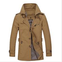 Модный мужской повседневный тренч, деловая повседневная длинная куртка, мужское пальто, мужская ветровка, верхняя одежда, хлопковая куртка 2024 - купить недорого