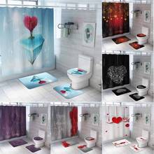 2020 hot new products Valentine's Day Love Print Toilet Bathroom Mat And Shower Curtain Four-Piece Set Dropshipping Accessories 2024 - buy cheap