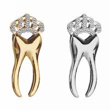 Fashion Tooth Brooches for Women Dress Lapel Pin with Crystal Crown Teeth Dentist Jewelry Button Badges Kids Gifts 2024 - buy cheap