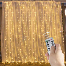 Cortina de luces LED con control remoto, cadena de luces impermeables para ventana, jardín, boda, Navidad, 8 modos, 3x1/3x2/3x3/6x3M 2024 - compra barato