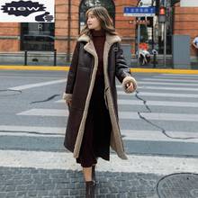 Vintage Real Fur Shearling Straight Women Long Overcoat Winter Thicken Wool Liner Genuine Leather Jacket Female Sheepskin Coat 2024 - buy cheap