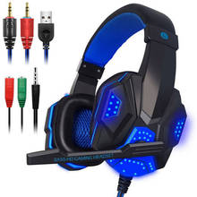 Headset gamer profissional com microfone., headset com luz de led de 3.5mm para computador ps4 ps5 fifa 21. 2024 - compre barato