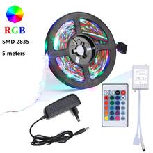 Fita flexível adesiva com luzes de led, com controle remoto, para toda a casa, festa de natal, smd 2835, 5m