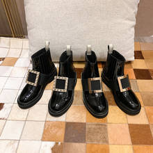 Botas Chelsea Botas De Mujer De tacón bajo Botas De tobillo deslizantes en los Zapatos De primavera Botas Mujer diamantes De imitación Botas femeninas cómodos Zapatos De Mujer 2024 - compra barato