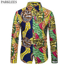 Camisa Dashiki con estampado africano para hombre, ropa de vestir de algodón con cera de Batik, manga larga, estilo Hip Hop, 2019 2024 - compra barato