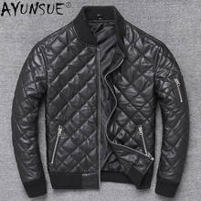 AYUNSUE Motorcycle Genuine Sheepskin Leather Jacket Men Clothing Baseball Clothes Winter Coat Mens Warm Jackets Veste LXR867 2024 - buy cheap