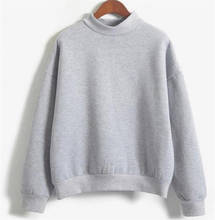 Sudadera con capucha de terciopelo para mujer, suéter de manga larga y cuello redondo, color gris, holgado, negro, coreano, Invierno 2024 - compra barato