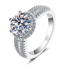 Anel de noivado moissanite 925 prata esterlina + diamante 2.0ct, luxo, para mulheres, joias, presentes 2024 - compre barato