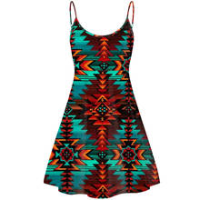 Jackherelook African Tribal Aztec Print Sleeveless Spaghetti Strap Dress Southwest Turquoise Design Casual Holiday Beach Dresses 2024 - buy cheap