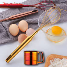 Batedor de ovos de aço inoxidável dourado 2 familiar, batedor manual de ovos, peneira, copo de pó, utensílio de cozinha criativo, conjunto de ferramentas de cozimento 2024 - compre barato