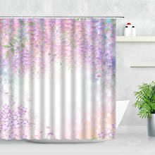 Cortinas de chuveiro floral, de plantas, rosa, roxo, flores, videira, impressão, moderna, simples, decoração de banheiro, tela ganchos, cortina de banho 2024 - compre barato