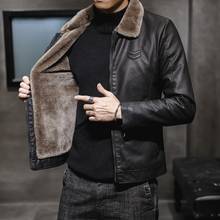New Thick PU Leather Jacket Mens Winter Autumn Men's Jacket Fashion Faux Fur Collar Windproof Warm Coat Male Brand Clothing Y548 2024 - buy cheap